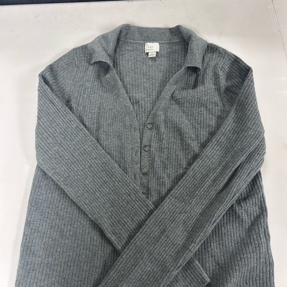 a new day Gray Ribbed Women's Cardigan